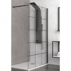 Стъклен параван за баня "NERO FREE", в черно, 70-140х200 см.